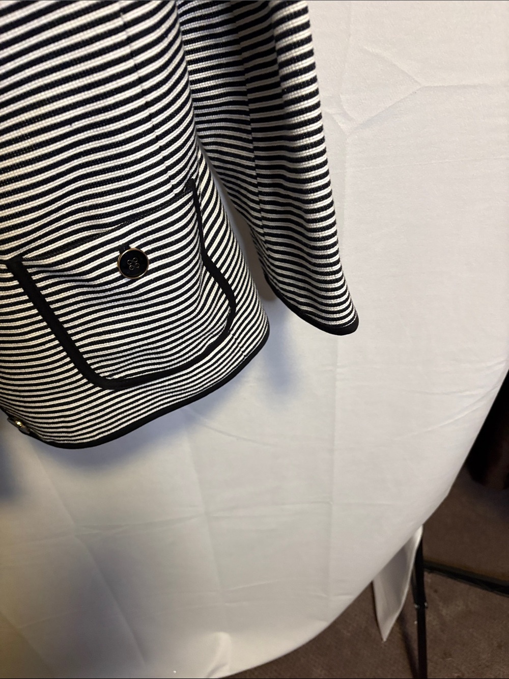 Talbots Black and White Striped Collarless Blazer - Picture 6 of 10